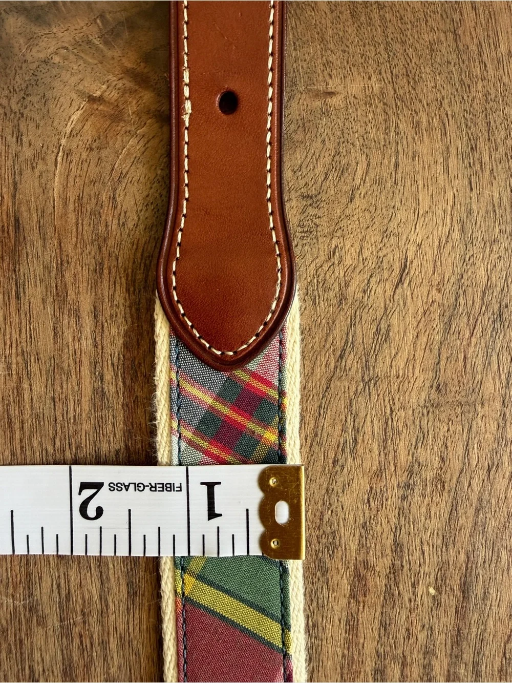 Polo Ralph Lauren Leather and Plaid Canvas kids Belt - Brown and Multicolor